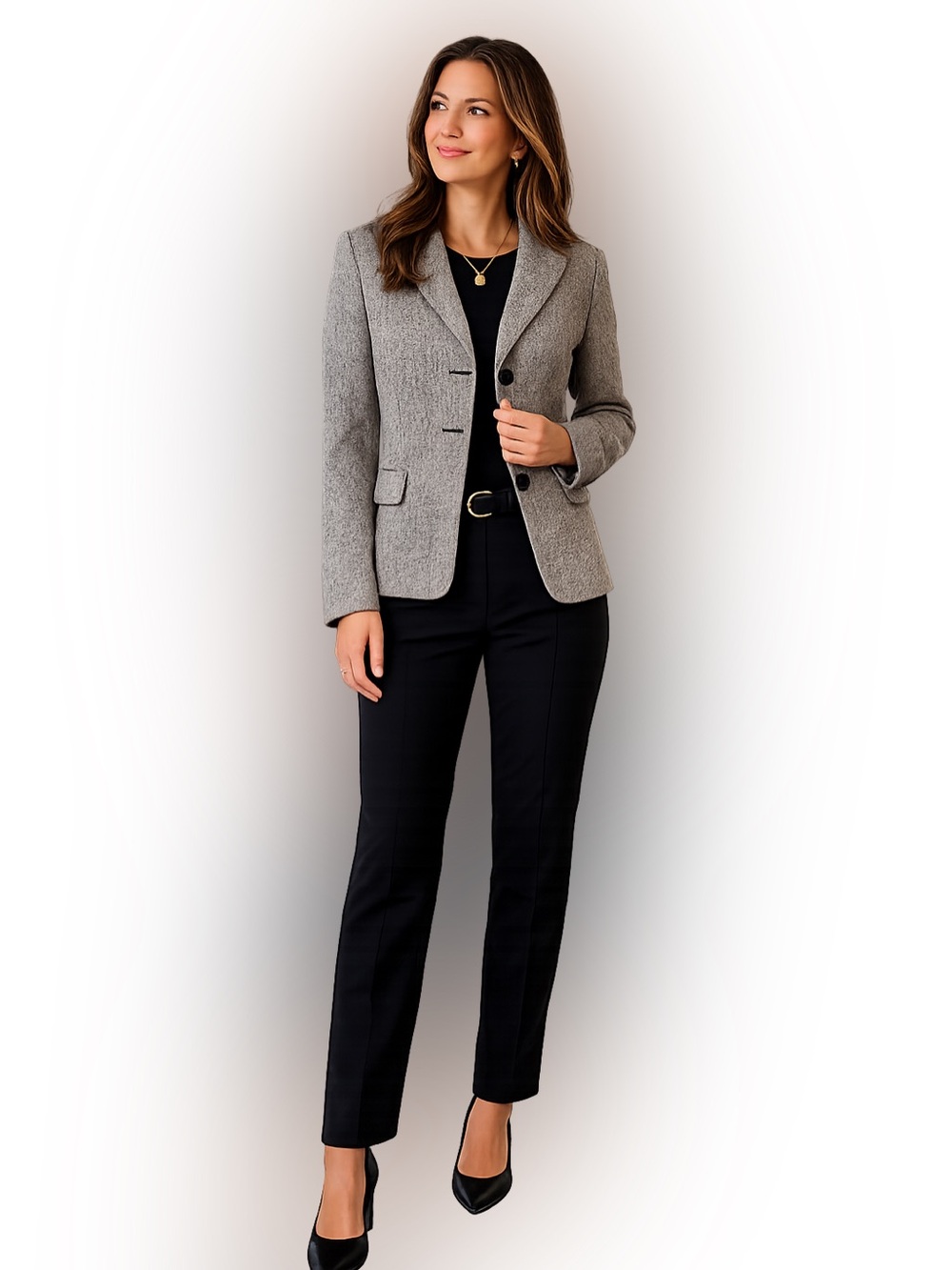Kasper Tweed Blazer Jacket Black White Career Office Structured Size 14
